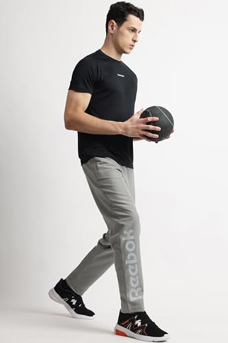 Image of Reebok Men's Woven Mesh Track Pants - Breathable Mesh Panels Gym Trackpants for Men | Training Running Payjama for Men | Athletic Pants - Elastic Drawcord Waistband