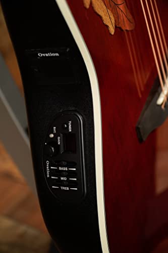 Ovation Celebrity Collection 6 String Acoustic-Electric Guitar, Right, Ruby Red, Super Shallow Body (Ce48-Rr) #TOP3