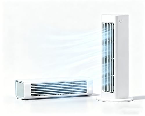 BreezaMax 2-in-1 Portable - 2026 New BreezaMax Bladeless Fan Rechargeable Dual-Mode Horizontal Vertical Desktop 3 Speeds Ultra-Quiet for Bedroom Office (White)