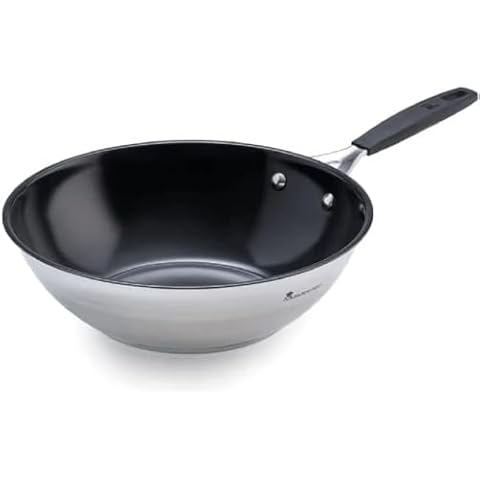 MasterPro Non-Stick Stainless Steel Wok, 28cm, Smart Cover