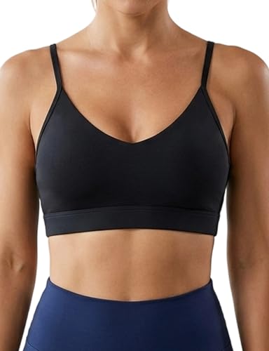 Image of Buauty Sports Bras for Women Criss Cross Back Medium Support Yoga Wireless Padded Bra with Removable Cups Racerback Bra 4 Gym
