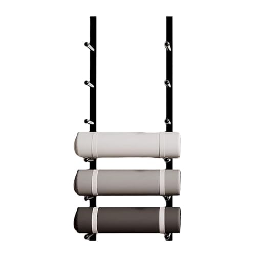 Supporto da parete per tappetino da yoga, grande capacità, multistrato, per casa e studio, organizer salvaspazio da appendere per tappetini da yoga, asciugamani e accessori, ideale per palestre e