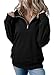 SHEWIN Womens Sweatshirt Casual Half Zip Pullover Solid Long Sleeve Tops Quarter Zip Sweatshirts Trendy Fall Outfits Clothes 2025,US 12-14(L),Black