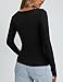 PRETTYGARDEN Long Sleeve Shirts for Women Fall Clothes 2025 Ribbed Basic Tees Scoop Neck Going Out Tops Fashion Clothing(Black,Small)