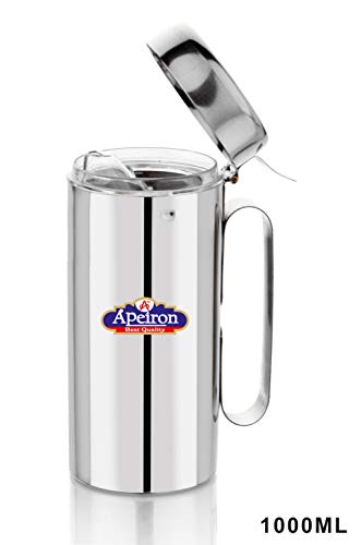 Apeiron Apeirn Stainless Steel | Oil Dispenser | Transparent Nozzle | Cooking Oil Dispenser | Oil Stopper | Oil Pourer | Sliver | (1000ml Pack of 1)