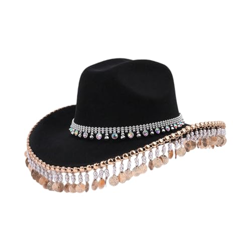 Chapeau panama mariage perles feuilles à pompons pour fête et acteur
