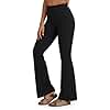 Promover Black Yoga Pants for Women Bootcut Workout Pants Tummy Control Tall Length Wide Leg Lounge Work Pants (Black,L)
