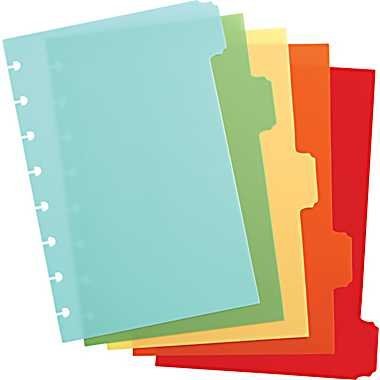 Martha Stewart Home Office with Avery Discbound Plastic Dividers, Classic, 5-Tab Set, 6" x 8-1/2"