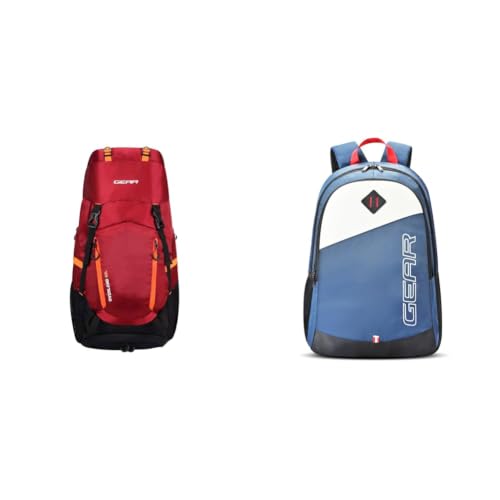 Image of Gear Overland 55L Extra Large Water Resistant Rucksack /Travel bag /For Men & Women(Maroon - + 14 cms Blue Casual Backpack (MDBKPECO50504)