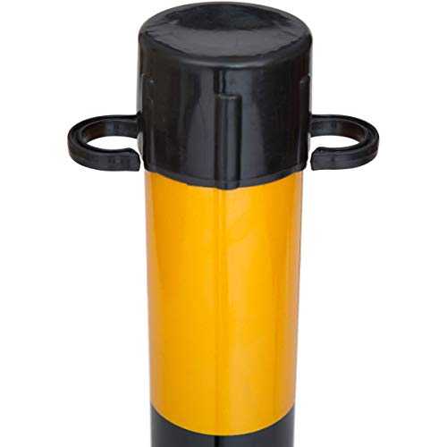 Post and Chain Link Barriers, Yellow & Black Plastic Free Standing Safety Bollards