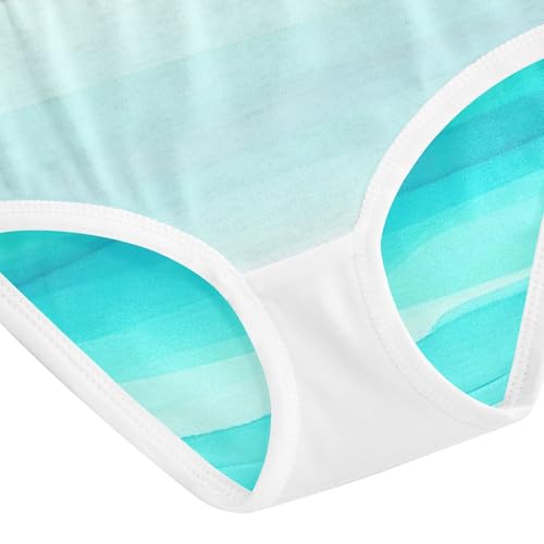 Stripes Turquoise Aqua Kids Underwear, Toddler Girl Briefs, Girls Underwear Cotton, 2–8 Years4