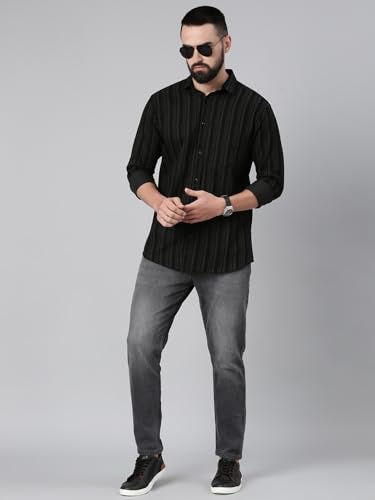 Image of Majestic Man Men's Standard Slim Fit Striped Pure Cotton Casual Shirt