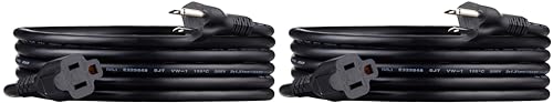 Image of Amazon Basics Extension Cord, 10 Ft, 3-Prong Outlet Extender, Indoor, 13 Amps, 125V, Black, 2-Pack