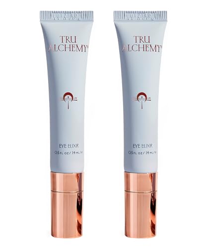 Tru Alchemy Eye Elixir Cooling Eye Treatment Cream - Dark Circle Eye Cream for Puffiness and Bags Under Eyes - Caffeine Hyaluronic Acid Vitamin C (2-Pack)