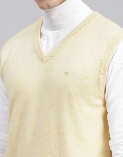 Image of Monte Carlo Off White Solid V Neck Sweater | Warm Woolen Pullover for Men | Soft Comfortable Knitted Winter Wear Sweater for Men's