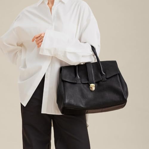 Image of Luxury Designer Messenger Clutch Genuine Leather Handbag for Women Soft Leather Large Capacity Work Tote Bag