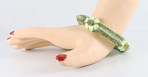 Image of NMII Viral Multi Colour Glass Bangles with Golden Ghungroo Charms & Stone Work For Women & Girls | Fancy Designer Glass Bangle | Traditional Chudi | Kanch Ki Churi | Stylish Ghungroo Bangle For Women