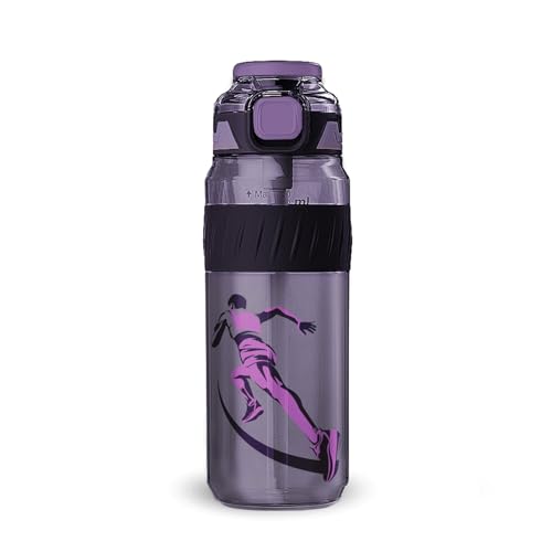 Image of Pulze Sports Sipper Water Bottle 750ml | Purple| BPA-Free, Leakproof Flip Cap with Straw | Time Marker Hydration Bottle | Durable Gym Bottle for Workout, Running & Daily Use
