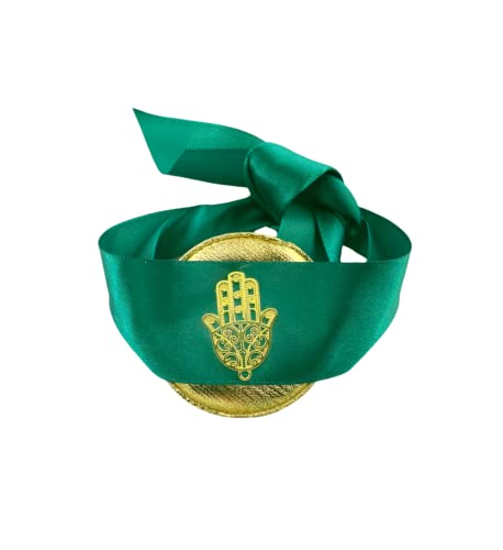 25 Rubans Verts Henné Bracelet Mariage Oriental Main de Fatma Doré Porte Bonheur Tissu Satin Vert