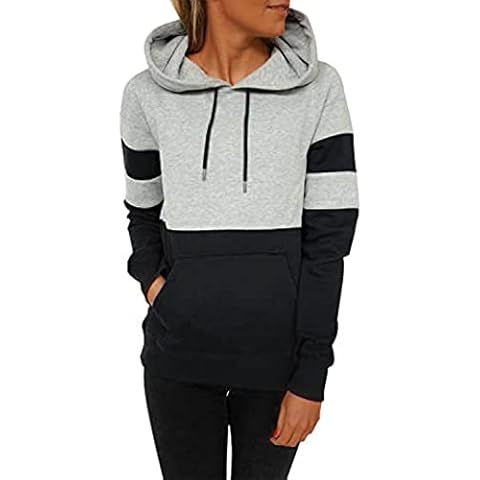 Tuopuda Sudadera con Capucha de Lana Raya para Mujer Cover