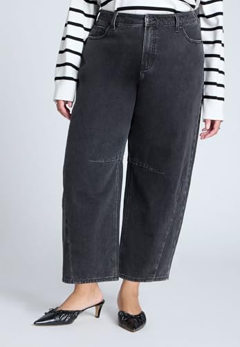 ELOQUII Women's Plus Size Dart Detail Barrel Leg Jean4