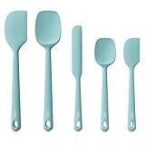 Redfly Silicone Spatula Set, 5 Piece Food Grade Silicone Cooking Utensils Set, Rubber Spatula Heat Resistant Nonstick for Baking, Cooking, Kitchen Utensils Dishwasher Safe Green