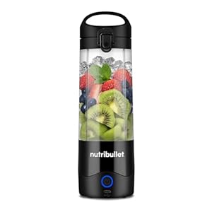 nutribullet Portable Blender in Black - Powerful Extractor Blade, 475ml Cup, To-Go Lid, USB-C Charging Cable & User Guide - Delivers 15+ Blending Cycles - Healthy Shakes On The Move
