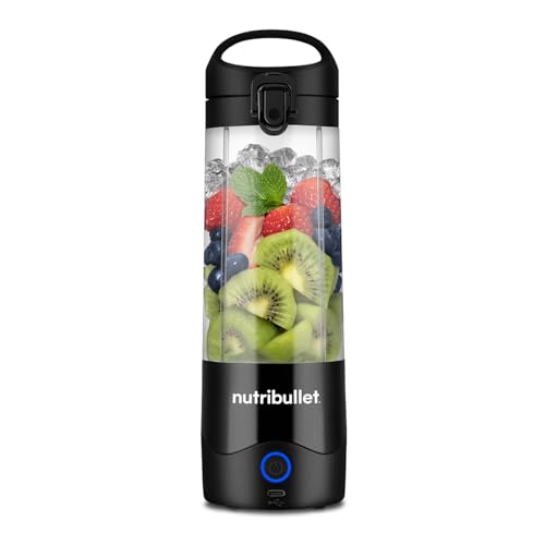 nutribullet Portable Blender in Black - Powerful Extractor Blade 475ml Cup To-Go Lid USB-C Charging Cable & User Guide - Delivers 15+ Blending Cycles per charge - Healthy Shakes On The Move