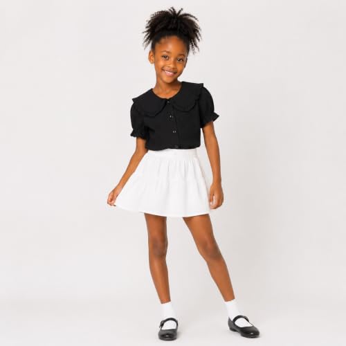 Image of Mud Kingdom Little Girls Peter Pan Collar Blouse Cotton Short Sleeve Button Up
