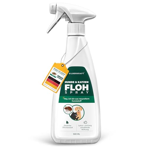 Silberkraft Flohmittel, Floh-Spray 500 ml - Flohspray für Hund, Katze und andere Haustiere - Umgebungsspray - ideales Anti-Floh-Mittel gegen Flöhe,...