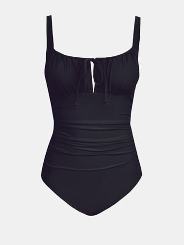 Image of CUPSHE Women's One Piece Swimsuit Ruch Drawstring Square Neck Bathing Suit | Self Tie,Soft Removable Cups,Adjustable Wide Straps,Cutout,Bach Hook,Chic,Fashion,Comfort,Swimwear for Vacation,Beach,Pool