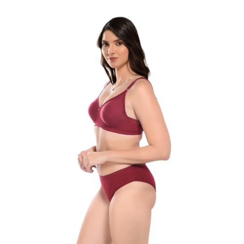 Image of SGC Women Cotton Blend Lingerie Set||Lightly Padded Wirefree Bra & Panty Set||Bridel Set for Women & Girls