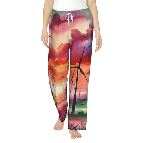 Pantalon de pyjama en polaire vintage aquarelle pour femme