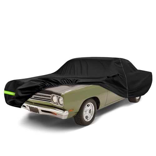 Image of Waterproof Car Cover Compatible with 1968-1972 Plymouth Roadrunner 2 Door Sedan /Hardtop /Convertible Accessories, All Weather Classic Car Covers with Inner Cotton&Zipper Door for Snow Rain Protection