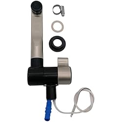 Kit Fregadero Camper CR-MOESANCO® KIT Grifo London Color Champan + Abrazadera Acero INOX para Caravana, Autocaravana o Barco con Interruptor 12v