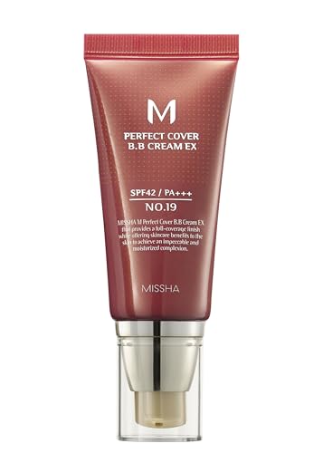 MISSHA M Perfect Cover BB Cream N.º 19 Cool Ivory - Tono medio con subtono neutro/cálido SPF 42 PA+++ 50 ml - Crema hidratante con color para el rostro con protección solar