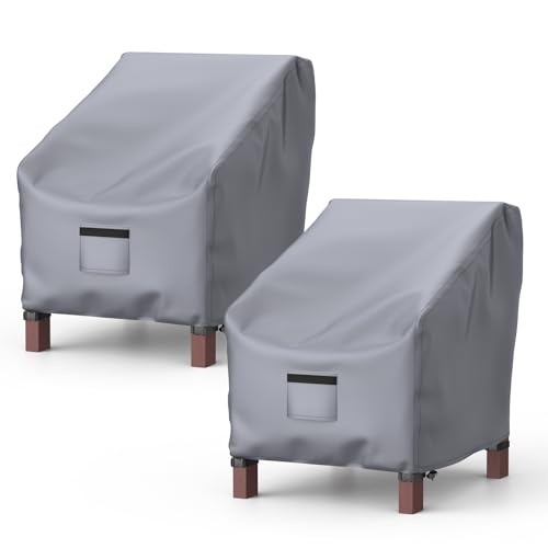 Image of 2 Pack Outdoor Patio Chair Covers Waterproof 36 inchWx37 inchDx36 inchH, Gray