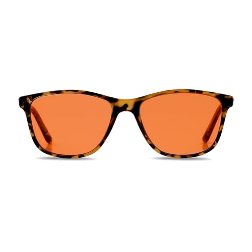 BRADDELL FL-41 Rose Tinted Photochromic Transitional Migraine Light Sensitivity Glasses for Fluorescent LED Glare, Photophobia and Eye Strain (Tortoiseshell)