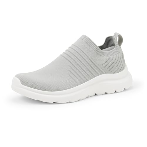 Amazon Essentials Women's Slip-On Lightweight Knit Walking Shoes, Grey, 8
