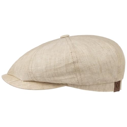 Stetson Casquette Hatteras en Lin Femme/Homme - Made in The EU Newsboy avec Visiere, Doublure Printemps-ete Ete - 59 cm Beige