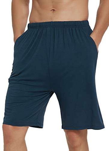 Image of JINSHI Men's Pajama Shorts Soft Comfortable Lightweight Elastic Drawstring Men Lounge Sleep Shorts with Pockets