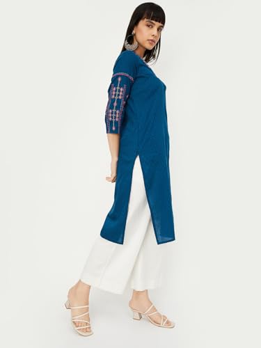 Image of Max Women's Cotton Blend Regular Fit Casual Kurta