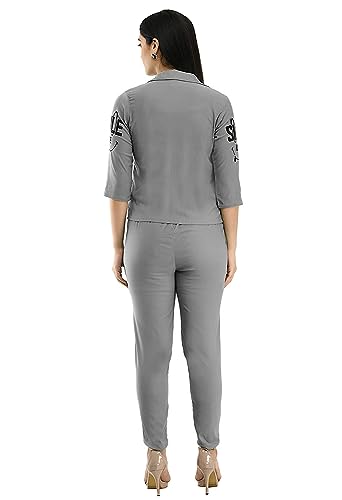 Image of Women Printed 2 Pcs Dress Printed Tip Jacket and Trouser
