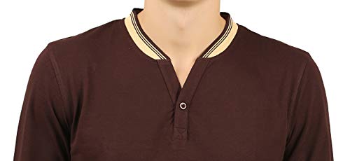 Image of Zebu Men's Full Sleeve Cotton Henley Neck Tshirt with bio wash (Pack of 1).