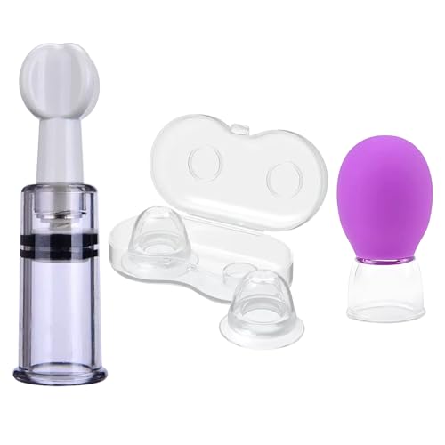 4PCS Nipple Corrector for Flat or Inverted Nipples Nipple Sucker Nipple Puller Women Breastfeeding Nipples Retraction Nipples Silicone Cups for Mommy Girl (Transparent+Purple)