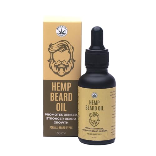 Image of India Hemp Organics Hemp Beard Oil 30ml | Enriched with Rosemary, Almond, Red Raspberry, Flax Seed & Black Seed Oils | For Patchy Beard | Supports Thicker & Softer Beard