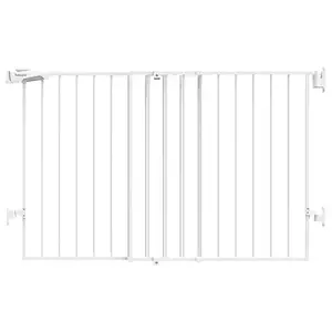 Babelio 31.5-55" No Bottom Bar Baby Gate Extra Wide, 2-in-1 Auto Close Dog Gate for The House, Stairs and Doorways, with Large Walk Thru Door, White