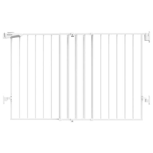 Babelio 31.5-55" No Bottom Bar Baby Gate Extra Wide, 2-in-1 Auto Close Dog Gate for The House, Stairs and Doorways, with Large Walk Thru Door, White