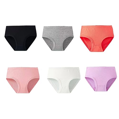 6 Pack Girls' Briefs Toddler Pure Cotton Panties Soft Underwear