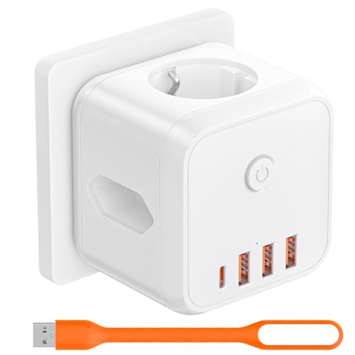 Bloc multiprise cube sans câble - Multiprise avec USB C - 3680 W - Adaptateur de prise 7 en 1 - Multiprise 7 en 1 - Powercube USB - Pour bureau, maison,...